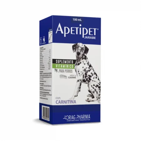 Apetipet jarabe 100ml suplemento vitamínico para perros con carnitina sabor carne