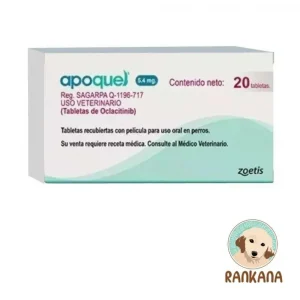 Caja de Apoquel 5.4 mg Oclacitinib de Zoetis con 20 tabletas para el control de la picazón en perros