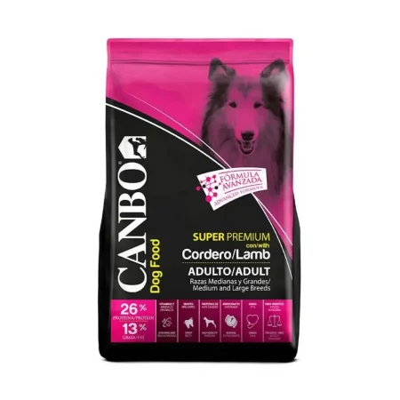 Saco de 15 kg de alimento Canbo Adulto para perros de raza mediana y grande, sabor cordero, nutrición superpremium en Perú.
