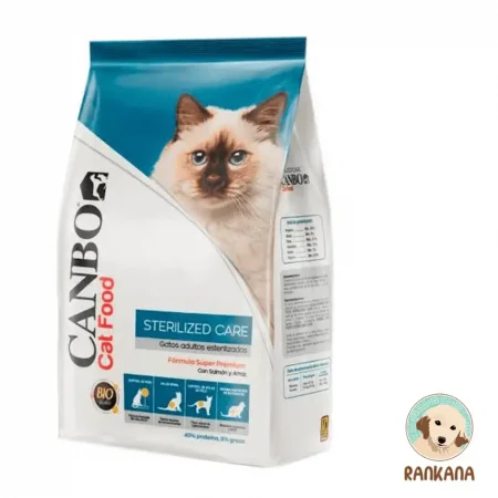 Saco de 7 kg de alimento Canbo Gato Esterilizado para gatos adultos castrados, sabor pollo y salmón, control calórico y urinario en Perú.