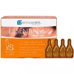 Caja de Dermoscent Essential 6 Spot-On para perros y pequeños mamíferos de 0 a 10 kg con 4 pipetas