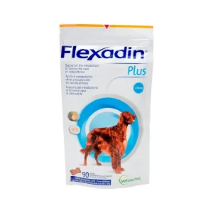 Empaque de Flexadin Plus para perros medianos y grandes de más de 10 kg con 90 comprimidos masticables para soporte articular