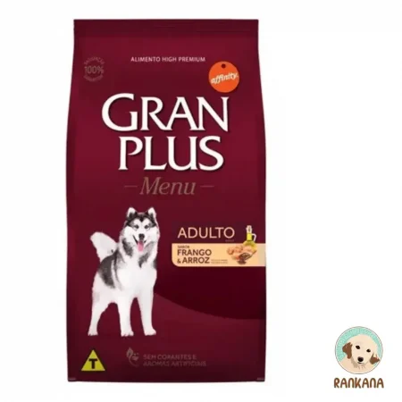 Saco de comida Gran Plus Adulto Menu para perros de razas medianas y grandes, sabor pollo y arroz, alimento High Premium sin colorantes artificiales, 20 kg.