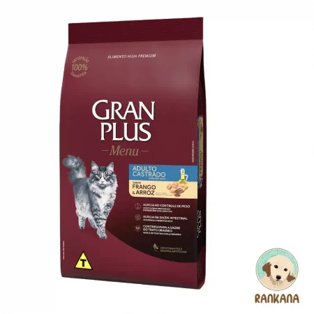 Bolsa de 10kg de alimento Gran Plus Menu para gatos adultos castrados sabor pollo y arroz