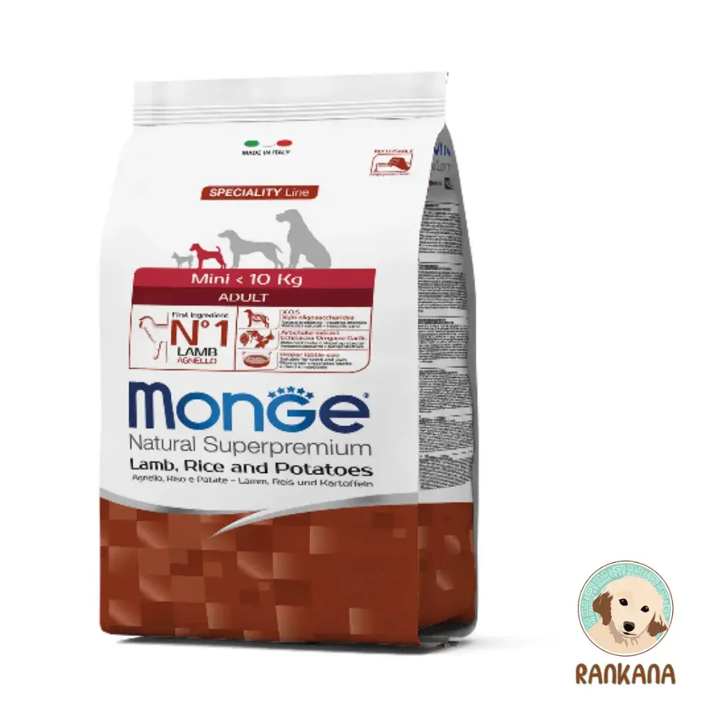 Monge Adulto Razas Mini Cordero x 2.5 kg Bolsa de alimento Monge Natural Superpremium Adulto Razas Mini (< 10 kg) sabor Cordero, Arroz y Papas, 2.5 kg. Comida italiana premium para perros pequeños.