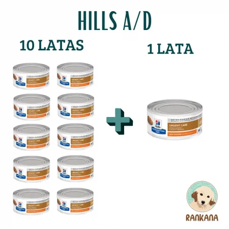 Pack de 11 latas de Hill's Prescription Diet a/d Urgent Care para perros y gatos de 156 g. Alimento húmedo para recuperación crítica y cuidados urgentes.