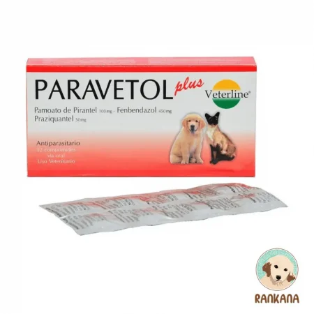 Caja de Paravetol Plus x 32 comprimidos de Veterline, antiparasitario interno de amplio espectro para perros y gatos en Perú.