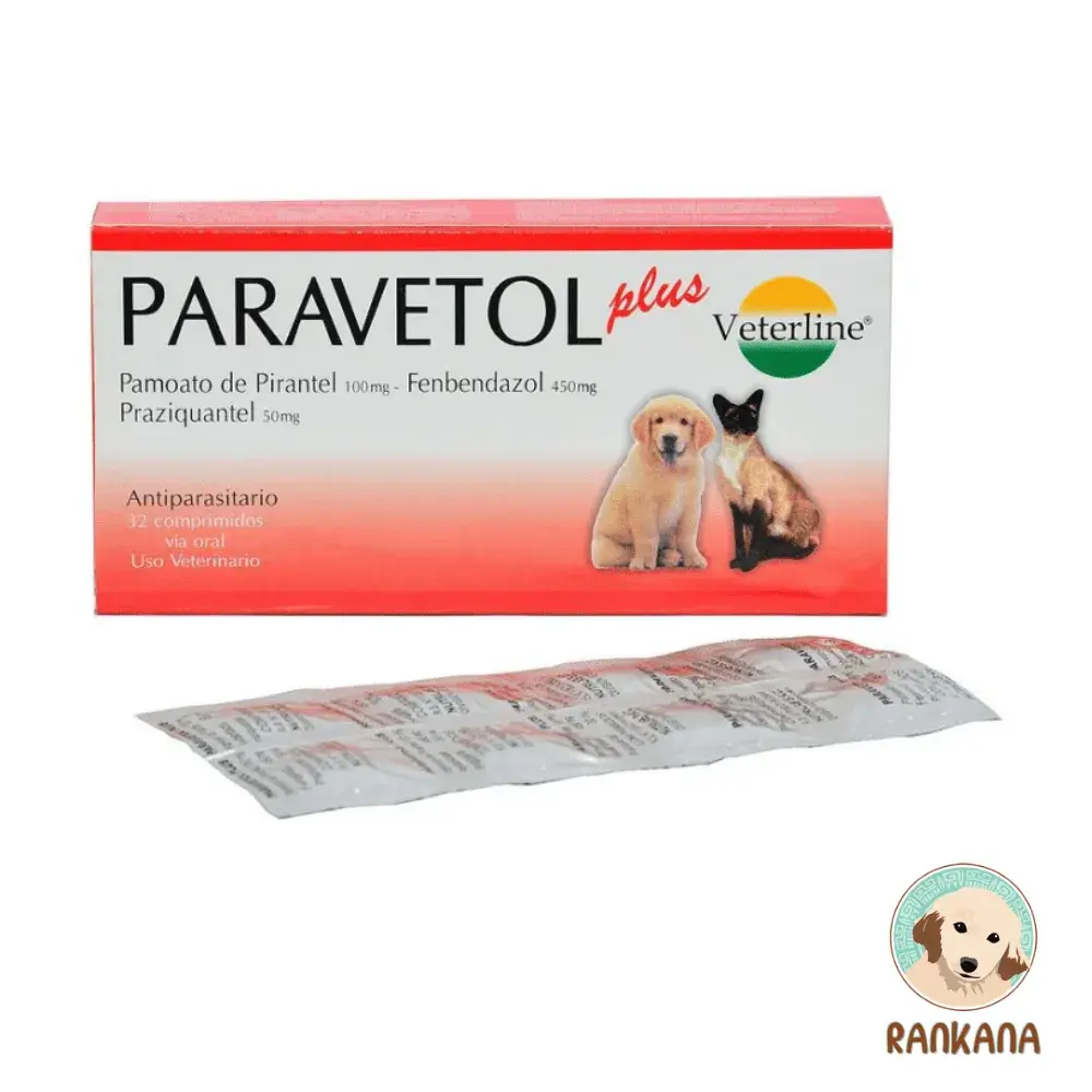 Paravetol Plus - Caja x 32 Comprimidos Caja de Paravetol Plus x 32 comprimidos de Veterline, antiparasitario interno de amplio espectro para perros y gatos en Perú.