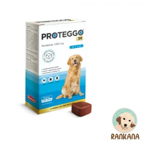 Caja de Proteggo 3M para perros de 20 a 40 kg con 1 tableta masticable, antipulgas y garrapatas de protección trimestral (Fluralaner 1000 mg) en Perú.