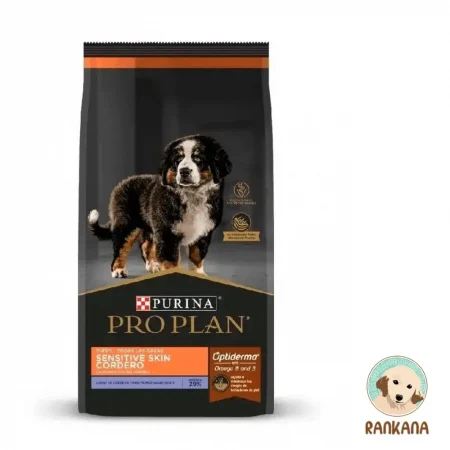 Saco de 3 kg de alimento Purina Pro Plan Sensitive Skin Cordero para cachorros con piel sensible, con tecnología Optiderma® y omega 6 y 3.