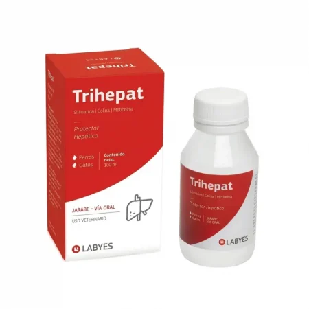 Trihepat Jarabe Protector Hepático de 100 ml para perros y gatos, formulado con Silimarina, Colina y Metionina de Labyes.
