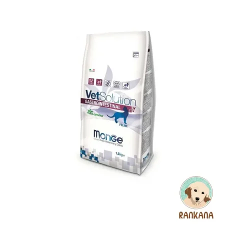 Bolsa de alimento seco Monge VetSolution Gato Gastrointestinal x 1.5 kg para el cuidado digestivo.