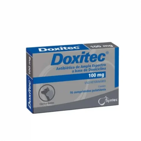 Doxitec 100 mg de Syntec, antibiótico de amplio espectro a base de doxiciclina en tabletas palatables para perros y gatos en Rankana.