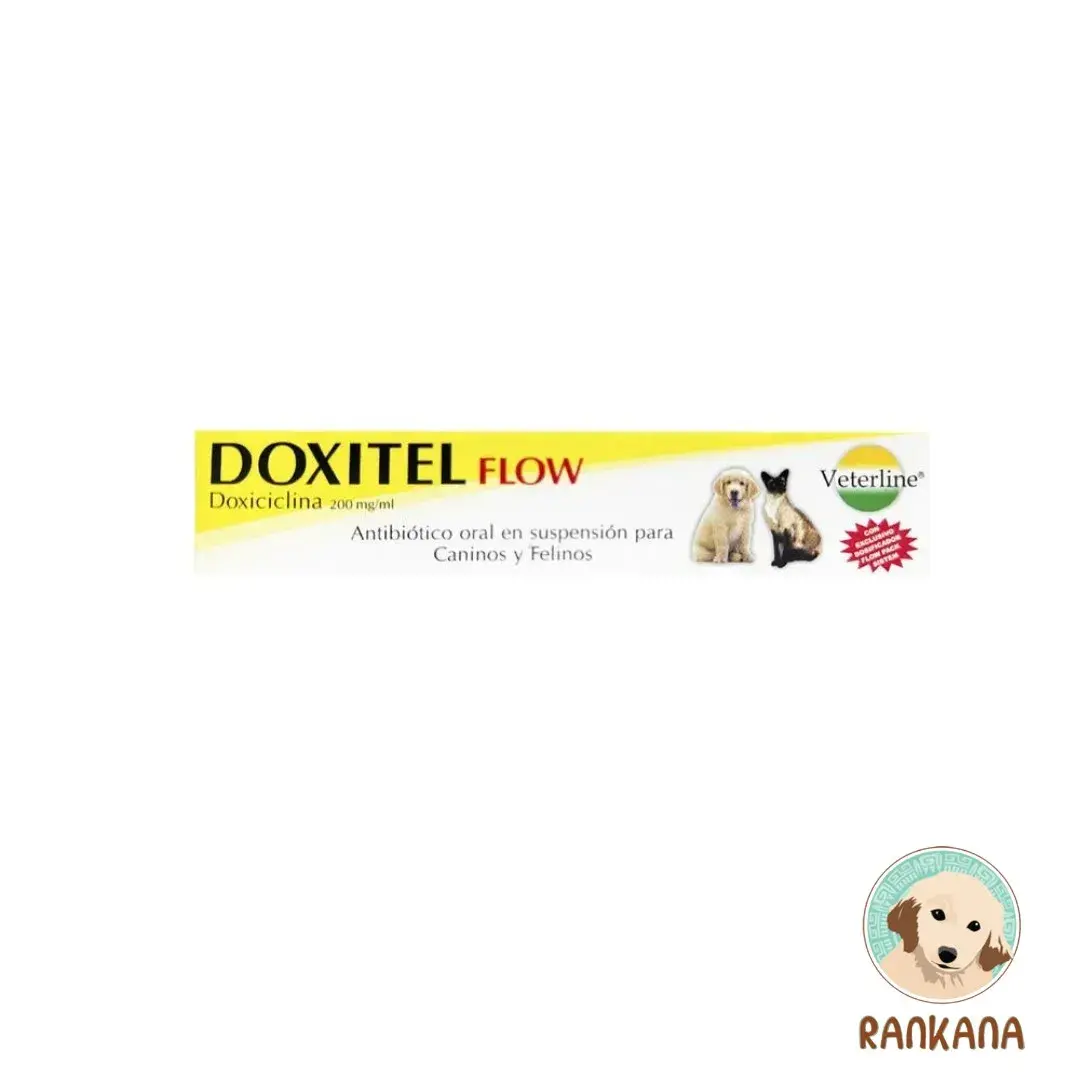 Doxitel Flow 10 ml: Antibiótico Oral Efectivo para Mascotas Imagen del producto Doxitel Flow 10 ml, antibiótico oral de amplio espectro para caninos y felinos con la marca Veterline.