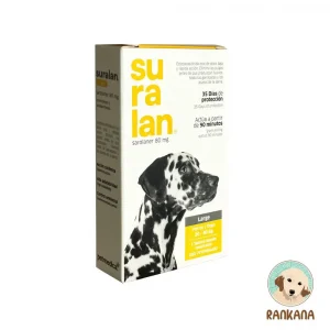 Caja de Suralan LARGE antipulgas y antigarrapatas masticable para perros de 20 a 40 kg, 1 tableta, marca Petmedica.