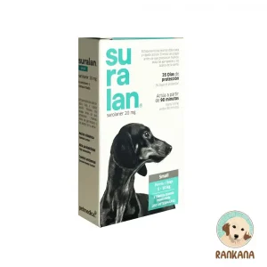 Caja de Suralan SMALL antipulgas y antigarrapatas masticable para perros de 5 a 10 kg, 1 tableta, marca Petmedica.