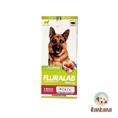 Fluralab 1000mg de 20 a 40kg. Antiparasitario de perro por tres meses de rico sabor.