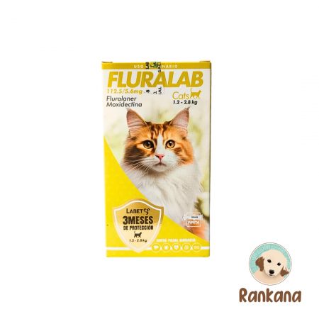 Fluralab antipulgas para gatos de 1.2 a 2.8 kg. Pipeta de fácil aplicación.