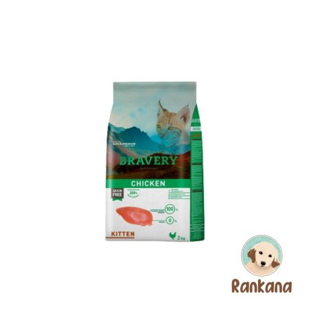 Bravery Gato Cachorro de pollo x 2 kg. Alimento premium seco para gatos.