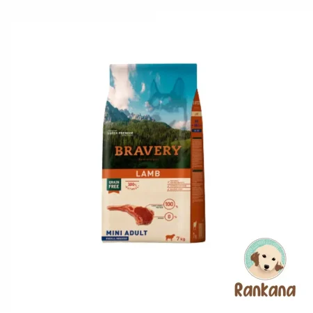 Saco de comida Bravery Mini Adulto de Cordero para perros de razas pequeñas. Alimento Grain Free natural de 7 kg. Dieta monoproteica e hipoalergénica. Zoetis.