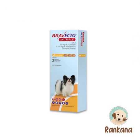 Bravecto 1M Triple de 2.5 a 5 kg x 3 comprimidos. Antiparasitario interno y externo para perros.