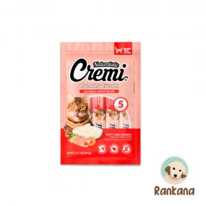Cremi Treats salmón con camarón para gatos. Bolsa x 5 sachets.