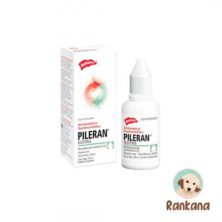 Pileran Gotas. Frasco 20 ml. Antivómito y digestivo para perro y gatos.