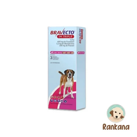 Bravecto 1M Triple de 40 a 60 kg, antipulgas y antiparasitario para perros grandes en Perú.