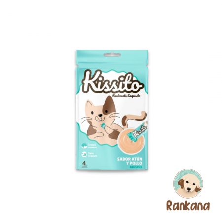 Kissito snack para gatos. Sabor a atún y pollo de 4 sachets de 14g.