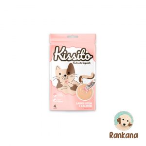 Kissito snack para gatos, bolsa de 4 sachets. Con sabor a atún y salmón.