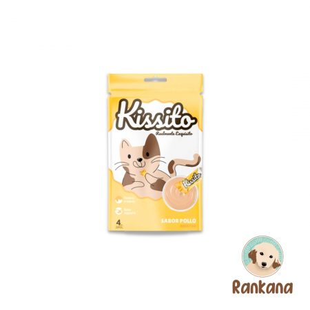 Kissito sabor a pollo. Cremoso snack de 4 sachets.