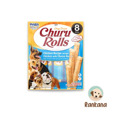 Churu Rolls para perro pollo con queso wraps sobre x 8 unidades.