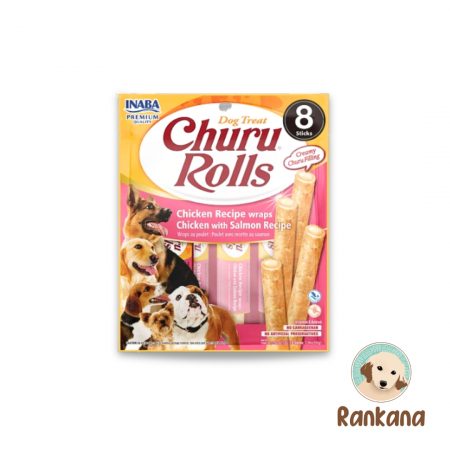 Churu Rolls para perro pollo con salmón wraps sobre x 8 unidades.