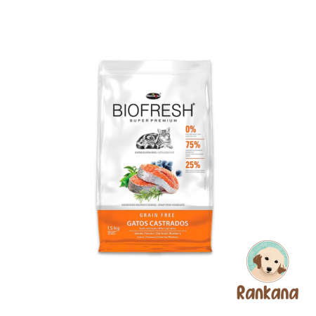 Biofresh gato castrado salmón 7.5 kg alimento grain free para gatos esterilizados.