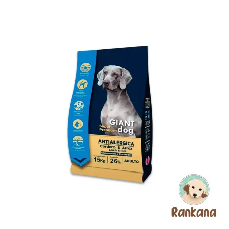 Alimento Giant Dog Adulto Super Premium Antialérgica Cordero y Arroz 15kg con Glucosamina y Condroitina