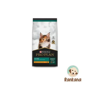 Bolsa de alimento seco Purina Pro Plan Kitten para gatitos hasta 12 meses de edad, formato de 3 kg con tecnología Optistart y calostro, incluye logo de Rankana Pet Shop.