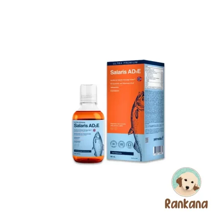 Salaris AD3E 180ml aceite de salmón noruego con vitaminas A D3 E para salud de piel y pelaje