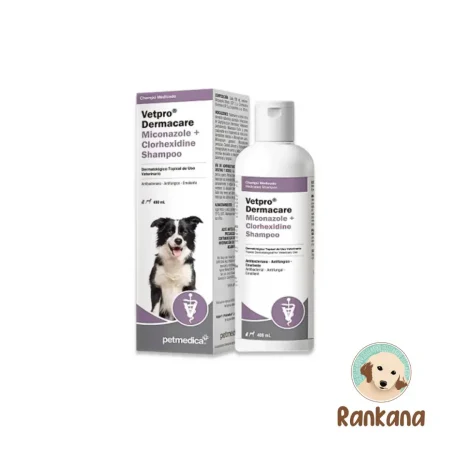 Shampoo medicado VetPro Dermacare 400ml con Miconazol y Clorhexidina para tratar hongos y bacterias en perros y gatos
