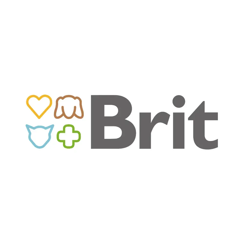 Logotipo de Brit, marca de alimento premium e hipoalergénico para perros y gatos disponible en Rankana Perú.