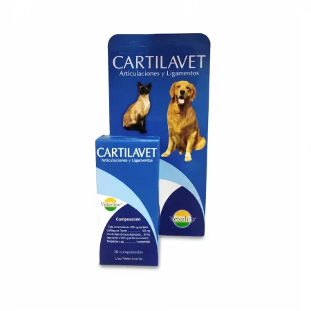 Pack de 6 frascos de Cartilavet Veterline, suplemento regenerador articular con cartílago de tiburón para perros y gatos en Rankana.