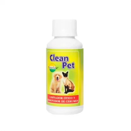 Limpiador ótico Clean Pet de Veterline x 250 ml, removedor de cerumen para la higiene profunda de oídos en perros y gatos disponible en Rankana.