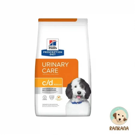 Bolsa de alimento medicado Hill's Prescription Diet c/d Multicare Urinary Care para perros de 3.85 kg. Empaque blanco y naranja con sabor a pollo. Nutrición clínica recomendada por veterinarios para el cuidado urinario y disolución de cálculos de estruvita.