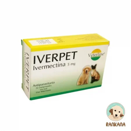 Caja de Iverpet de 5 mg con Ivermectina, antiparasitario oral de Veterline para perros y gatos, presentación de 32 comprimidos.