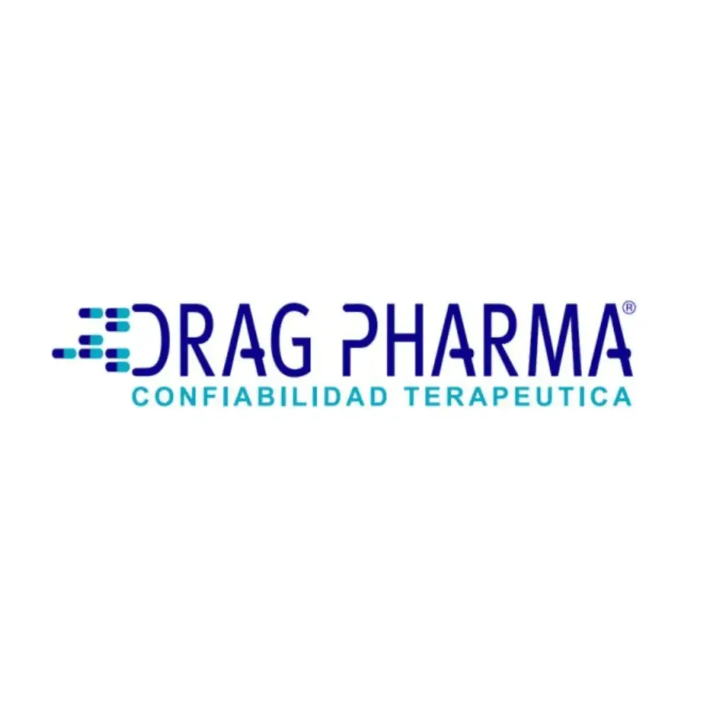 Logotipo oficial de Drag Pharma, laboratorio de confiabilidad terapéutica veterinaria, disponible en Rankana Perú.