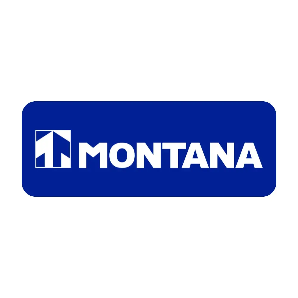Logotipo de Laboratorios Montana en blanco sobre fondo azul, especialistas en productos farmacéuticos y nutrición veterinaria.