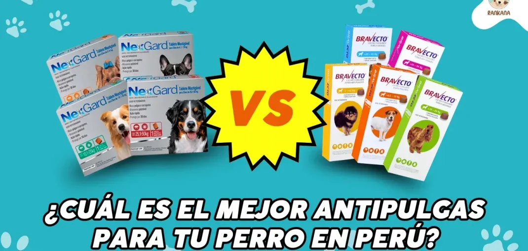 Gráfico comparativo de productos antipulgas para perros NexGard vs Bravecto en Perú.