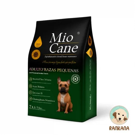 Empaque de alimento Mio Cane Adulto Razas Pequeñas de 7 kg con prebióticos, arándanos, omega 3 y zanahoria.