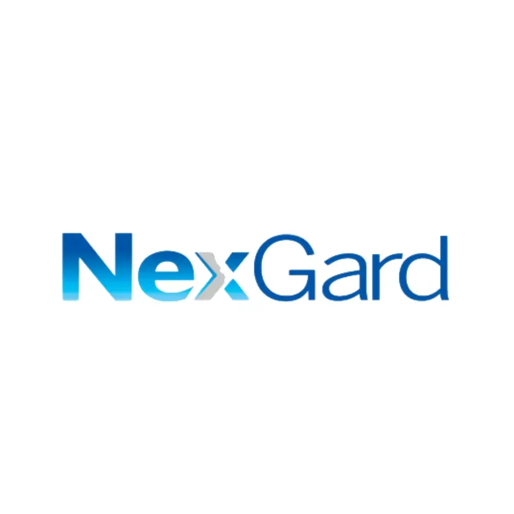 Logotipo de NexGard, pastilla masticable mensual para el control de pulgas y garrapatas en perros, disponible en Rankana Perú.
