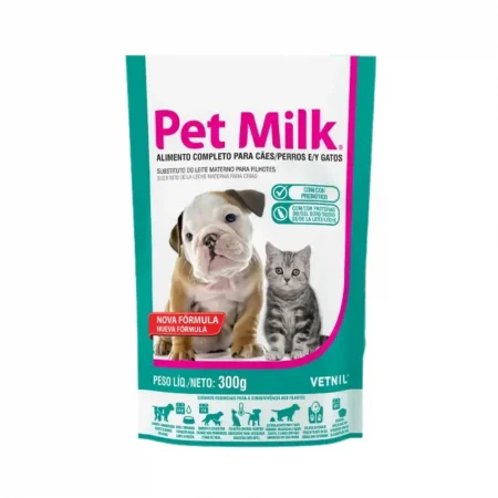 Sustituto de leche materna Pet Milk de Vetnil 300g, alimento completo con prebióticos y proteínas del suero para cachorros y gatitos en Rankana.