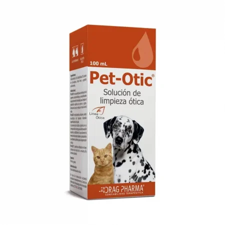 Solución de limpieza ótica Pet-Otic 100ml para perros y gatos - Frasco Drag Pharma